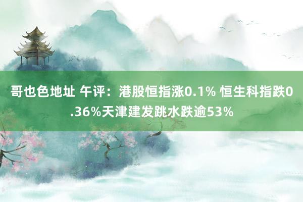 哥也色地址 午评：港股恒指涨0.1% 恒生科指跌0.36%天津建发跳水跌逾53%