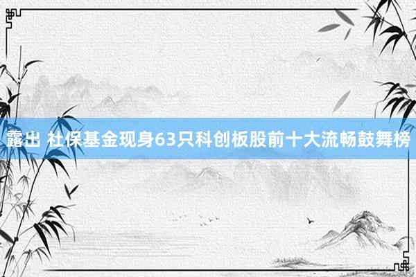 露出 社保基金现身63只科创板股前十大流畅鼓舞榜