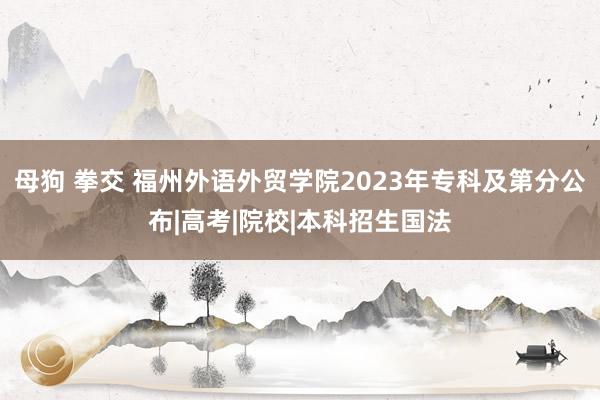 母狗 拳交 福州外语外贸学院2023年专科及第分公布|高考|院校|本科招生国法